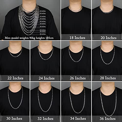 Stainless Steel Figaro Chain Necklace Women Men 16