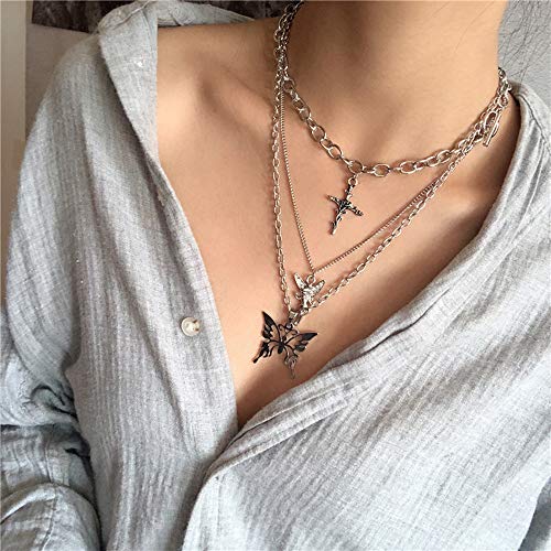 Dainty Punk Chunky Chain Necklace Set with Pendant
