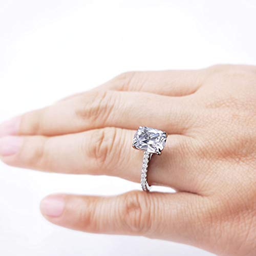 Bo.Dream Platinum CZ Engagement Ring (3ct, Cushion Cut)