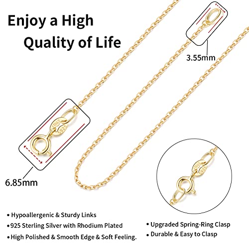 Jewlpire 18k Over Gold Chain Necklace for Women Girls, 1.2mm Cable Chain Gold Chain for Women Sturdy & Shiny Women's Chain Necklaces, 18 Inches