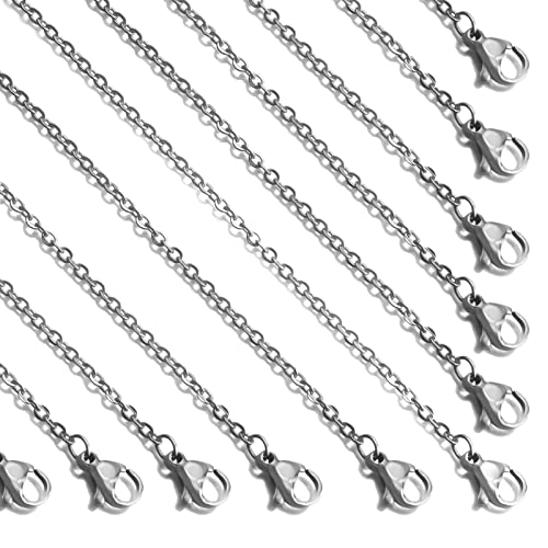 24 Pcs 20" 2mm Stainless Steel Necklace Link Cable Chain Lobster Clasp Bulk for DIY Jewelry Making Supplies Accessories