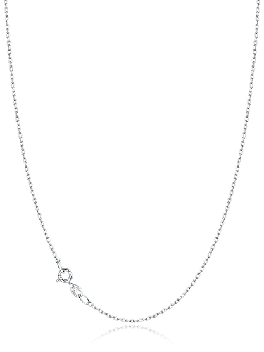 Jewlpire 925 Sterling Silver Chain Necklace for Women Girls, 1mm Sturdy & Shiny Women's Chain Necklaces Cable Chain, 14 Inch
