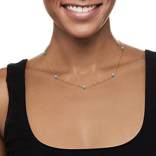 Italian Turquoise Bead Necklace - 14kt Yellow Gold
