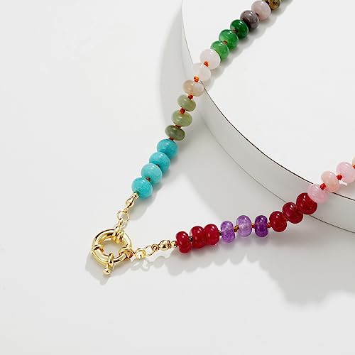 Colorful Beaded Gemstone Necklace for Women