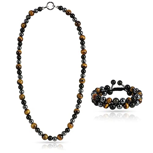 Tiger Eye Beaded Necklace and Bracelet Set