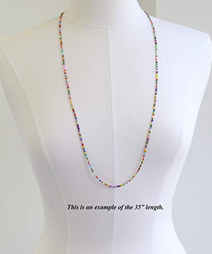 Multi Color Seed Bead Necklace, Thin 1.5mm Single Strand, Colorful Bead Layering Necklace, Hippy Love Beads
