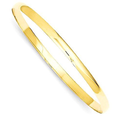 Yellow Gold Half Round Bangle Bracelet - Women's Jewelry