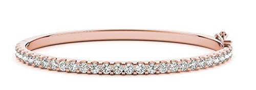 14K Rose Gold Diamond Bangle Bracelet - 1 Carat