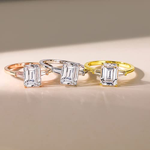 3CT Sterling Silver Emerald Cut CZ Wedding Ring - Size 7