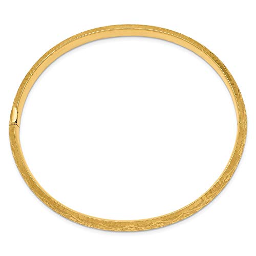 14k Yellow Gold Hollow Bangle Bracelet for Women