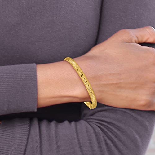 14k Yellow Gold Hollow Bangle Bracelet for Women