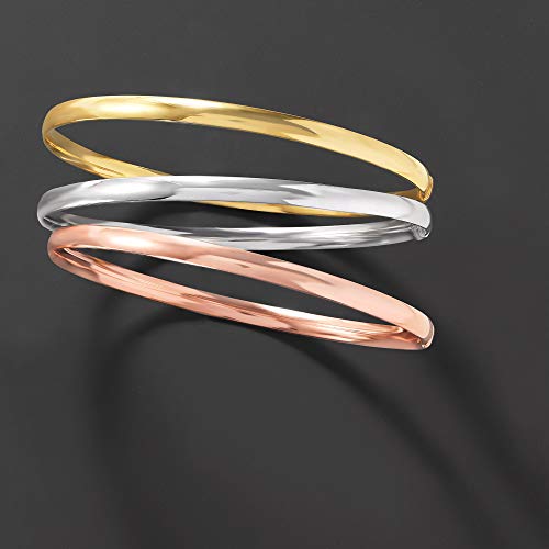 Italian 14kt Tri-Colored Gold Bangle Bracelet Set