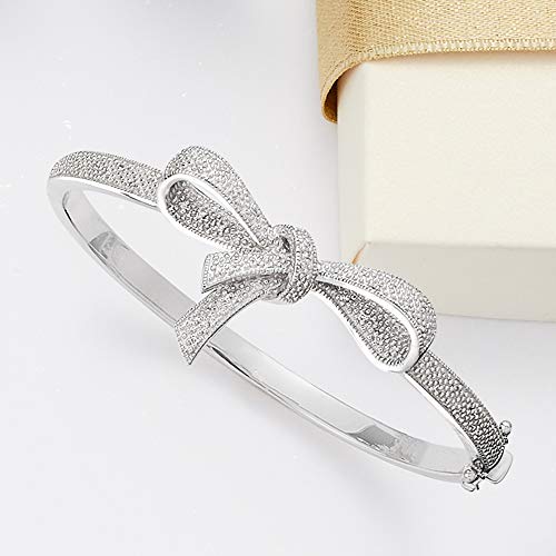 Diamond Bow Bangle Bracelet, Sterling Silver (0.15 ct. t.w.)