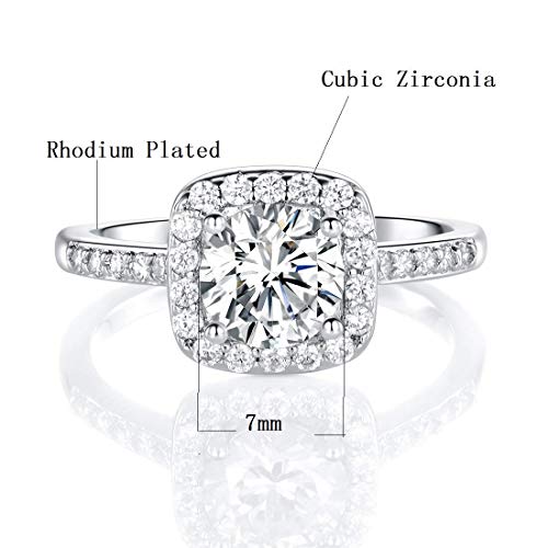 18K White Gold Plated CZ Promise Halo Rings