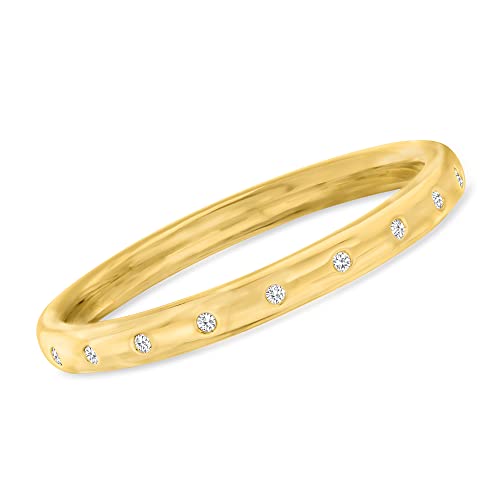 Ross-Simons Italian Andiamo 4.60 ct. t.w. CZ Bangle Bracelet in 14kt Yellow Gold Over Resin. 8 inches