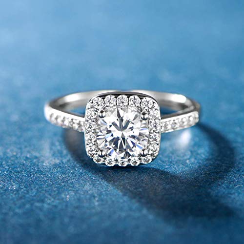 18K White Gold Plated CZ Promise Halo Rings