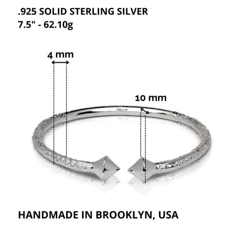 BETTER JEWELRY Thick Pyramid Ends .925 Sterling Silver West Indian Bangles (Pair 83.6 g/Size 9 (MADE IN USA))