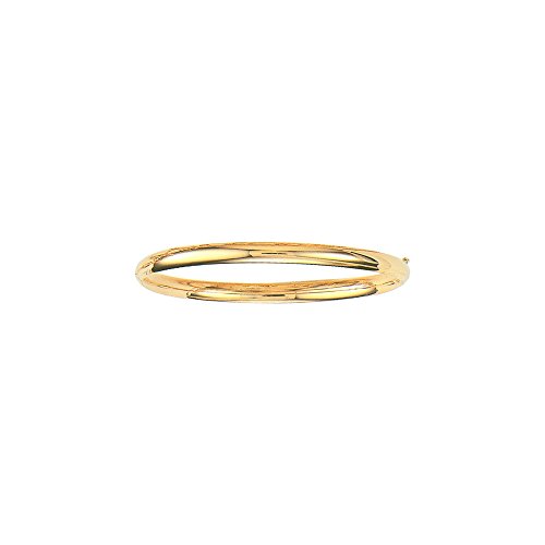 JewelStop 10K Yellow Gold Shiny High Dome Flex Bangle Bracelet - 7 Inches, 4.2gr.