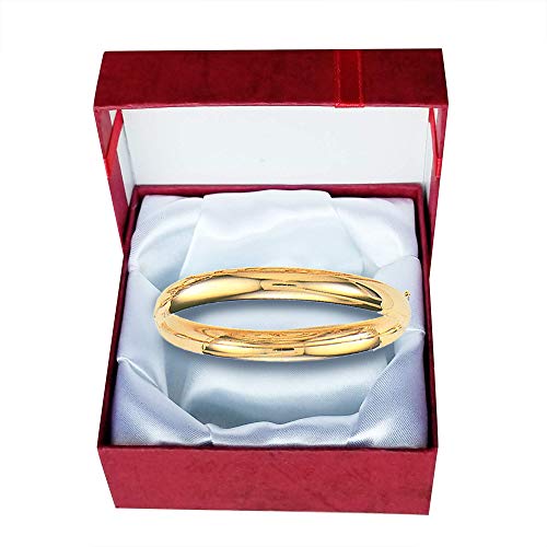 JewelStop 10K Yellow Gold Shiny High Dome Flex Bangle Bracelet - 7 Inches, 4.2gr.
