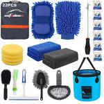 22Pcs Car Wash Cleaning Tools Kit with Blue Bag
