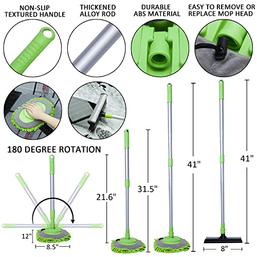 29Pcs Car Wash Kit with Extendable Brush Mop & Window Scraper