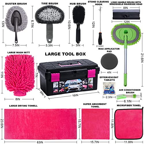 29Pcs Car Wash Kit with Extendable Brush Mop & Window Scraper