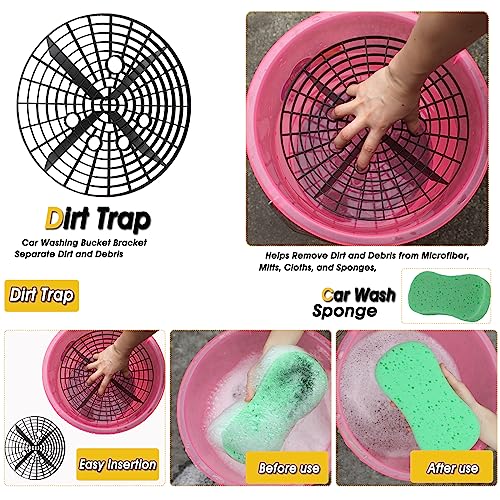 50Pcs Car Wash Cleaning Kit - Long Handle Brush, Wheel Drill Brush, Wash Mitt, Dirt Trap
