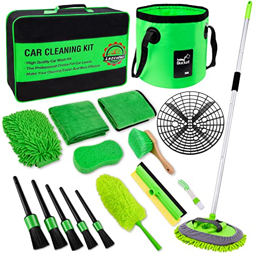 17Pcs Car Wash Kit: Brush & Bucket Combo