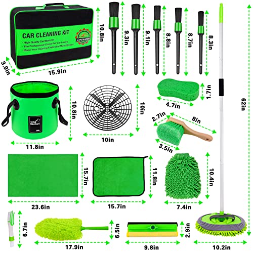 17Pcs Car Wash Kit: Brush & Bucket Combo