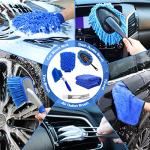 Car Wash Brush Kit with Long Handle, Chenille Head