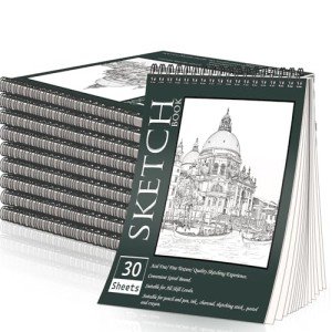 10-Pack Spiral Bound Sketch Books, 300 Sheets