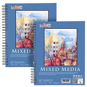 Mixed Media Paper Pad Sketchbook, 2 Pack, 60 Sheets