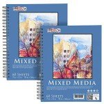 Mixed Media Paper Pad Sketchbook, 2 Pack, 60 Sheets