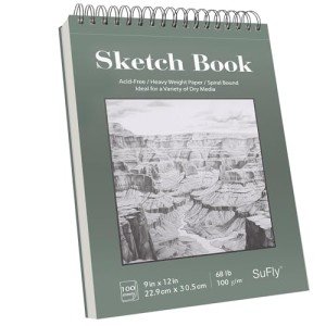 SuFly 9x12 Spiral Sketch Book with 100 Sheets