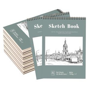 12 Pack Top Spiral Sketch Pads, 9 x 12 Inches