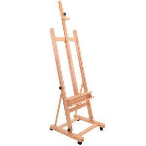 Adjustable Beechwood Easel with Artist Tray & Wheels