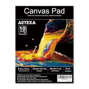 AETEXA 9"x12" Gesso Canvas Paper Pad, 10 Sheets