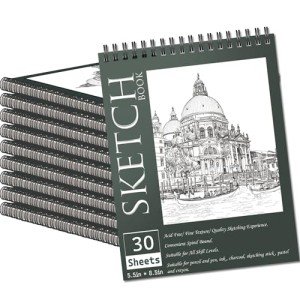 10-Pack Mini Sketchbooks with 300 Sheets