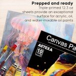 AETEXA 9"x12" Gesso Canvas Paper Pad, 10 Sheets