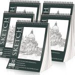 OSIMIG 5-Pack Spiral Bound Sketch Books