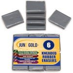 June Gold Gray Kneaded Rubber Erasers, 6 Pack