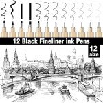 12 Pack Waterproof Fineliner Drawing Pens Set