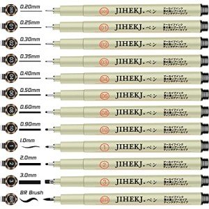 12-Pack Precision Drawing Pens for Artists