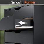 Black Wood Chest with Wheels and Drawers