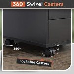 Black Wood Chest with Wheels and Drawers