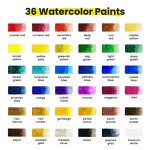 Watercolor Paint Set - 36 Tubes & Brushes