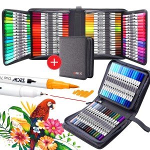 100 Duo Tip Brush Marker Pens - ZSCM