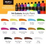 Nicpro Large 14-Color Acrylic Paint Set