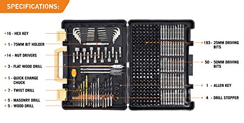 Jackson Palmer Bit Set - Ultimate 300 Piece Screwdriver & Drill Bit Set