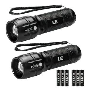 LED Waterproof Flashlights with Adjustable Focus - 2 Pack